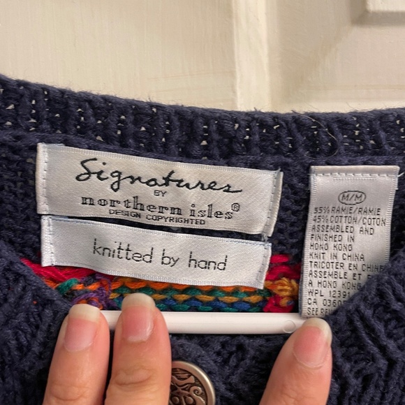 Vintage Signatures by Northern Isles Noah's Ark Navy Ugly Christmas Cardigan - Picture 4 of 9